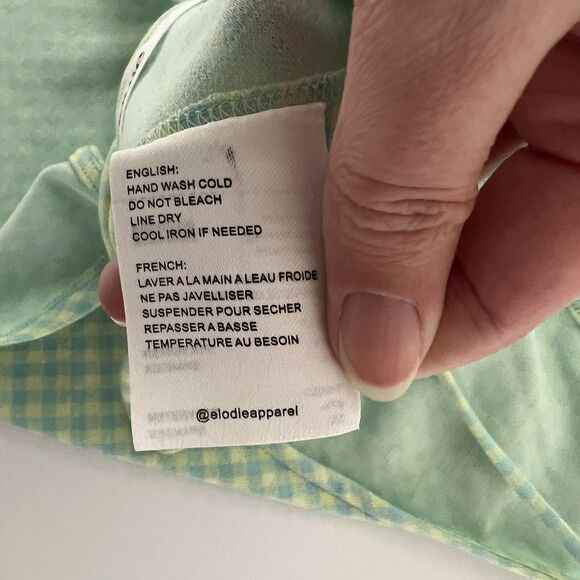 Elodie Gingham Halter Top XL Green Yellow Ruched Crop Tank Y2K Festival Cami - Picture 7 of 10